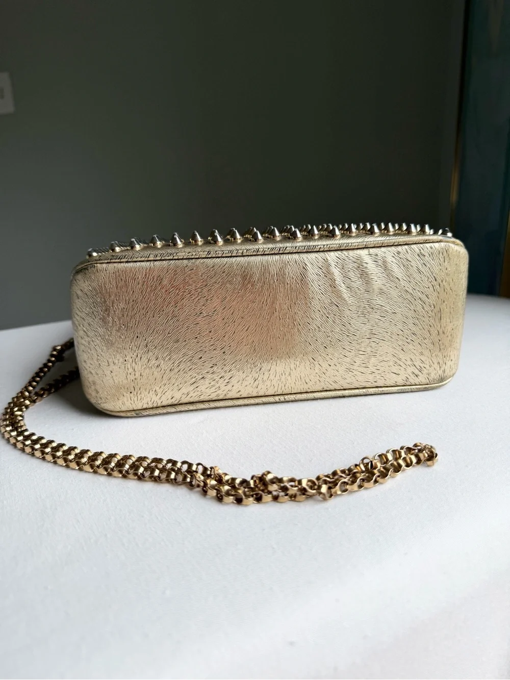 Christian Louboutin Metallic Gold Studded Crossbody